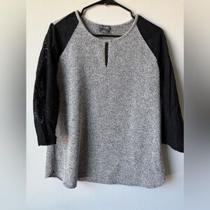 Van Heusen Black and Gray Textured Blouse